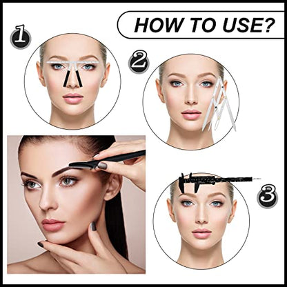 Weewooday 6 Pieces Tattoo Eyebrows Rulers 3 Point Positioning Ruler Mini Caliper Double Scale Vernier Calipers Eyebrow Caliper Microblading Ruler Measuring Tool with Eyebrow Shaver(Black) - color: black, silver
