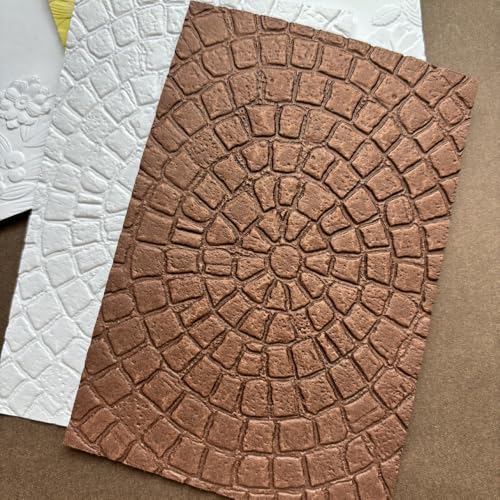 4 Pack 3D Textured Embossing Folders for Card Making, Branches Bricks Background Circle Flower Plastic Embossing Folders Embossing Folder Craft Card Template for DIY Scrapbooking - color: 4 Pack