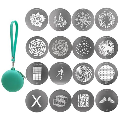 16Pcs Round Gobos Kit for Optical Snoot,66mm/2.6in Metal Plate Patterns for Spotlight Attachment Compatible with Godox BFP/OT1/OT1 Pro/II/Westcott Optical Spot,for Portraits/Product/Food/YouTube - style: 16packs Patterns