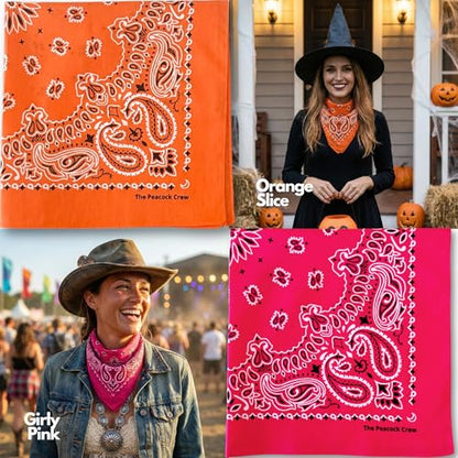 The Peacock Crew Premium Soft Cotton Bandanas Pack for Men and Women Paisley 22 x 22 inches - color: Pack of 10 Multicolor