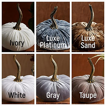 Create Your Own Set of 4 Small Velvet Pumpkins, Handmade Home Decor, Holiday Mantle, Fall Halloween Thanksgiving Centerpiece, Wedding (Create Set 4 Small) - color: Create Set 4 Small