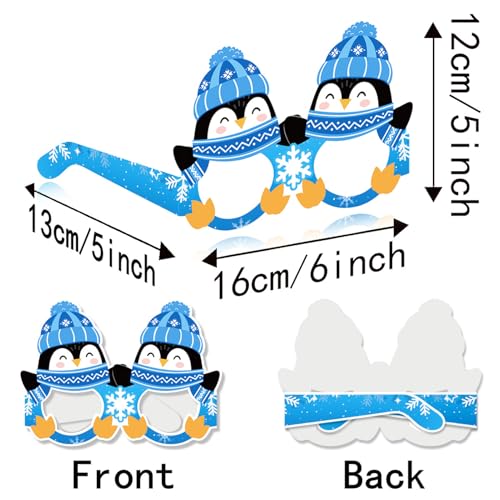 Qpout 38 Pcs Winter Photo Booth Props Kit with Glasses, Winter Wonderland Christmas Decorations, Snowman Snowflake Party Supplies, Holiday Photo Accessories