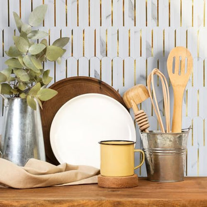 DICOFUN 10-Sheet White & Marble Look Peel and Stick Backsplash for Kitchen, PVC Stick on Backsplash Wall Tiles - color: Fish Scale/White and Marble Look, size: 10 Sheets, 12"x12"x0.12"