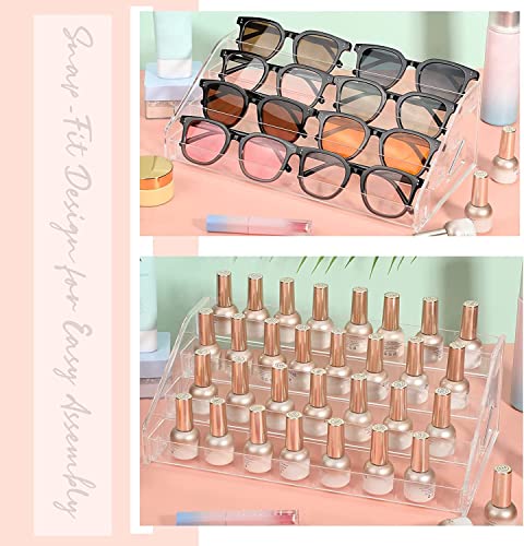 Nail Polish Organizer 48 Bottles of 4 Layers Sunglass Organizer Acrylic Display Rack Eyeglasses Storage Essential Oils Holder Makeup Organizer No Tool Needed Assembly, Clear - color: Clear, size: 4 Layer