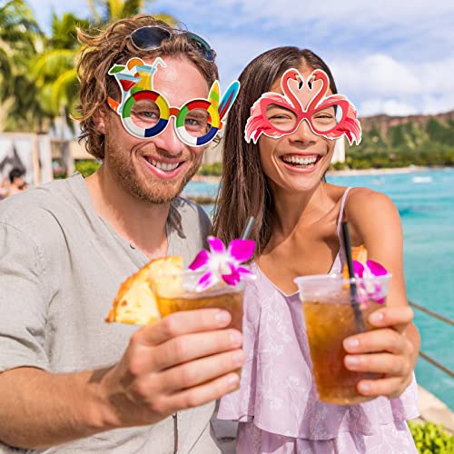 Vinsot 32 Pack Beach Pool Party Eyeglasses Decor Summer Luau Paper Glasses Bulk Hawaiian Sunglasses Frame Tropical Pool Props Photo Booth Props for Summer Beach Luau Party Favor Birthday Supply Decor