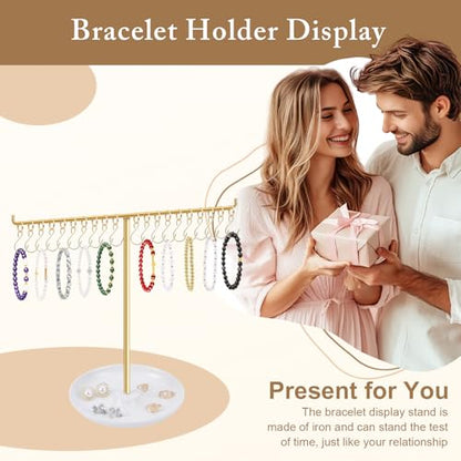 OAOLEER Bracelet Holder Display, Gold Jewelry Holder with 20 Movable Hooks Bracelet Stand Organizer, Jewelry Display Stand for Necklaces Bangles - size: 1 Tier