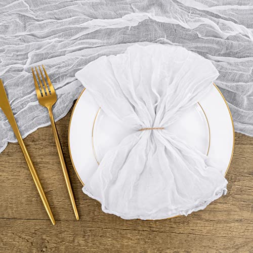 Gauze Cheesecloth Napkins Set of 42, White 20 x 20 Inch Wrinkled Rustic Linen Napkins for Wedding,Dinner,Family Everyday Use/Parties(White) - color: White, size: 20" x 20" (Set of 42)