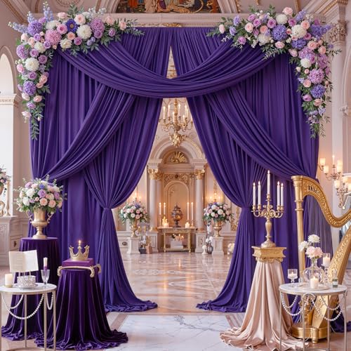 gogoparti 10ft x 12ft Deep Purple Wrinkle-Free Backdrop Curtain for Wedding Parties, Thick Polyester 2 Panels 5x12ft for Wedding Birthday Baby Shower Halloween Photography Party Background - color: Deep Purple, size: 5ft(W)x12ft(H)-2 Panels