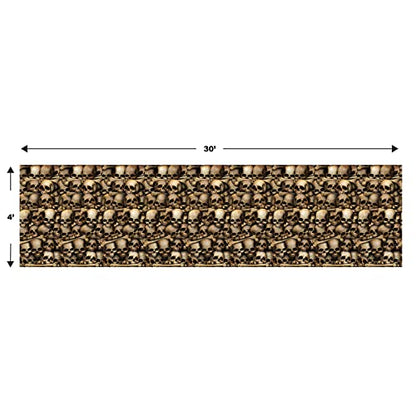 Beistle Catacombs Backdrop Wall Decorations – 2 Realistic Skull and Bone Printed Plastic Wall Coverings, Halloween Haunted House Party Décor Indoor Spooky Scene Background Display, 4 Ft x 30 Ft Each - style: Catacombs - 2 Piece