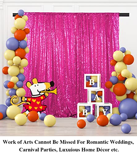 Partisout Sequin Backdrop Curtain 4ftx7ft Sequence Backdrops Party Glitter Background Sparkle Wedding Photo Shimmer Curtains (Hot Pink) - color: Hot Pink, size: 4ftx7ft