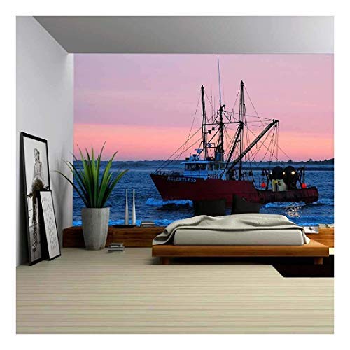 wall26 - Fishing Vessel - Removable Wall Mural | Self-Adhesive Large Wallpaper - 66x96 inches - color: Artwork - 14, size: 66"x96"