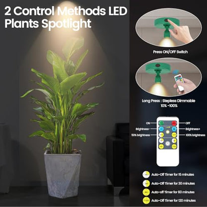 HAMVIDNE LED Spotlight, Rechargeable Battery Picture Lights, Uplighting Indoor, Spot Light with Remote, Plant Tree & Wall Art Display Dartboard Closet Spotlight-Green - color: Chargeable Green, size: 2 Pack