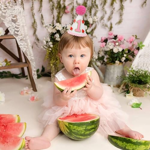 Watermelon 1st Birthday Hat Fabric, Soft and Comfortable, Perfect for Watermelon Themed First Birthday Decorations, Summer Party, Cake Smash, and Photo Props