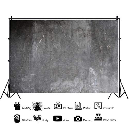 YongFoto 8x6ft Abstract Backdrop - Black Grey Concrete Stone Wall Background for Photography Abstract Art Child Baby Professional Photo Background - size: 8x6ft