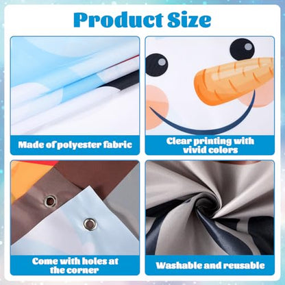 Winter Snow Globe Porch Sign Banners Snowflake Ball Photography Backdrop Snowman Penguin Hanging Banners Backdrop Christmas Party Photo Props for Home Xmas Holiday Party Decors Supplies