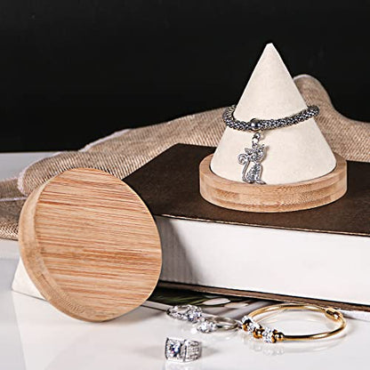 Pangkeep Bamboo Cone Bracelet Display Stand for Show Selling (Beige) - color: Beige