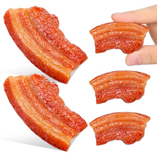 Vaguelly 5pcs Realistic Food Props Meat Model Simulation Bacon Toy Lifelike Decoration