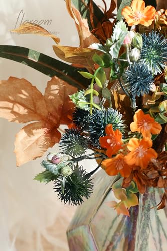Floroom Artificial Greenery Stems Box Set, 39pcs with 8 Kinds of Faux Greenery Flowers Picks for DIY Bridal Bouquets Wedding Floral Arrangement Table Centerpieces, Earth Tones & Teal - color: Earth Tones & Teal