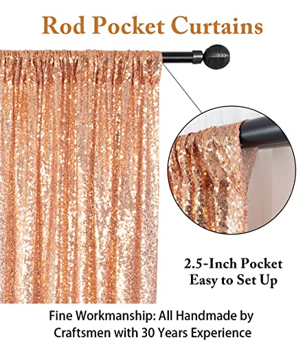 ShinyBeauty Rose Gold Sequin Backdrop 7FTx7FT Photo Booth Backdrops Wedding Curtains Rose-Golden Sequin Fabric Backdrop Glitter Drapes for Baby Party Birthday Background - color: Rose Gold, size: 7FTx7FT