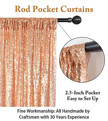 ShinyBeauty Rose Gold Sequin Backdrop 7FTx7FT Photo Booth Backdrops Wedding Curtains Rose-Golden Sequin Fabric Backdrop Glitter Drapes for Baby Party Birthday Background - color: Rose Gold, size: 7FTx7FT