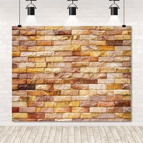 Yellow Brick Wall Backdrop 10x8ft Vintage Brick Wall Photography Background Wedding Baby Shower Birthday Party Decorations Banner Photo Booth Props - color: Yellow, size: 10x8ft