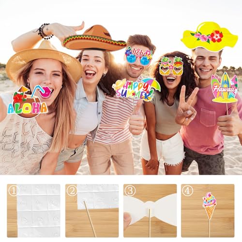 Hawaiian Party Photo Booth Props Kit, 30 PCS Luau Photo Booth Props with Large Inflatable Selfie Picture Frame for Hawaiian Tropical Tiki Summer Pool Party Supplies - size: Hawaiian Inflatable Frame 2