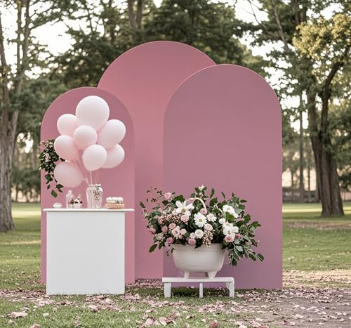 Dusty Rose Arch Backdrop Cover Set of 3 Spandex Arch Cover for Wedding Baby Shower Bridal Shower Birthday Party Engagement Decor (4ft 5ft 6ft) - color: Dusty Rose, size: 4/5/6 Ft