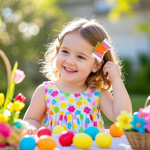 2pcs Easter Bunny Bow Hair Clips - Cute Carrot with Bowknot Design, Adorable Spring Hair Accessories for Women, Girls & Kids, Easter Party Decoration