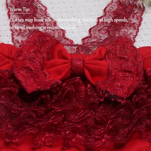 Ylsteed Newborn Photography Outfits - Girl Props Lace Romper Baby Photo Shoot Outfits Girls Photo Props (Strap Style - Red) - color: Red