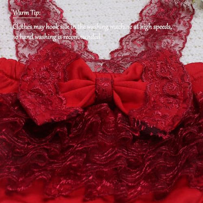 Ylsteed Newborn Photography Outfits - Girl Props Lace Romper Baby Photo Shoot Outfits Girls Photo Props (Strap Style - Red) - color: Red
