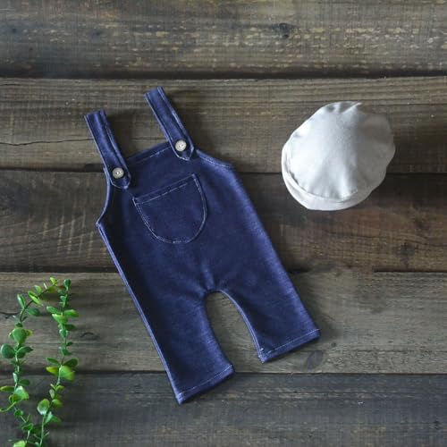 Newborn Baby Boy Suspender Pants Photo Outfits Gentleman Photography Outfit Girl - color: Blue