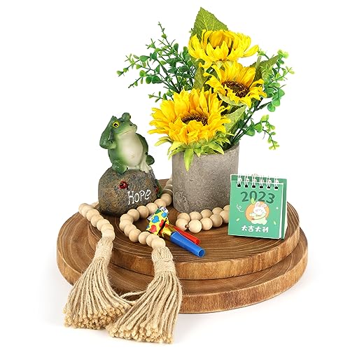 Nicunom 2 Pack Large Wood Slab Serving Board, 9"-10"/11"-12" Wood Cheese Server Round Board, Wooden Slices for Table Centerpieces