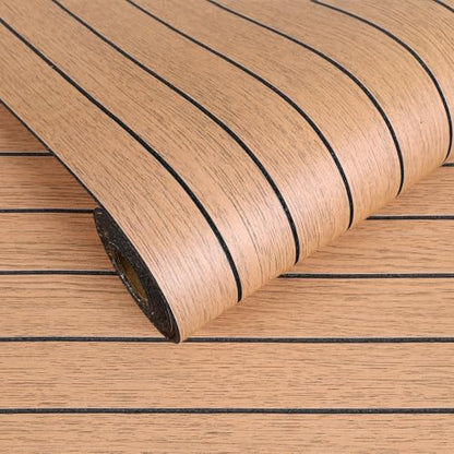 VEELIKE Luxury Cherry Wood Wall Panels Peel and Stick Slat Wall Panel for Bedroom Living Room 17''x118'' Self Adhesive Foam Vinyl Roll Wood Slat Wallpaper for Interior Wall Decor TV Background Ceiling - size: 17" x 118"