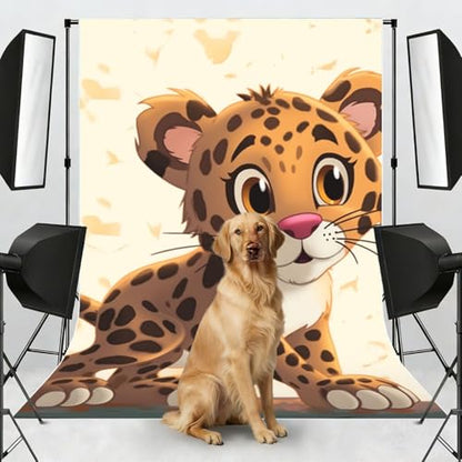 Cute Baby Jaguar Backdrop Background for Photography 5x7ft Photobooth Professional Photo Backdrop Curtains Video Photography Studio Photo Backgrounds Banner Booth Background Screen Parties - color: Cute Baby Jaguar