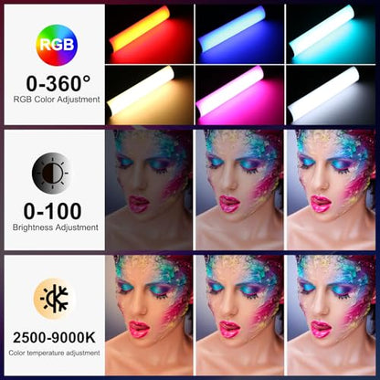 PULUZ Magnetic Handheld Light Wand, Full Color RGB Light Stick, LED Fill Light with 2000mAh Rechargeable Battery, 2500-9000K Dimmable Camera Tube Light for Studio Photography TikTok YouTube Vlog, 17cm - size: 6.7 inches