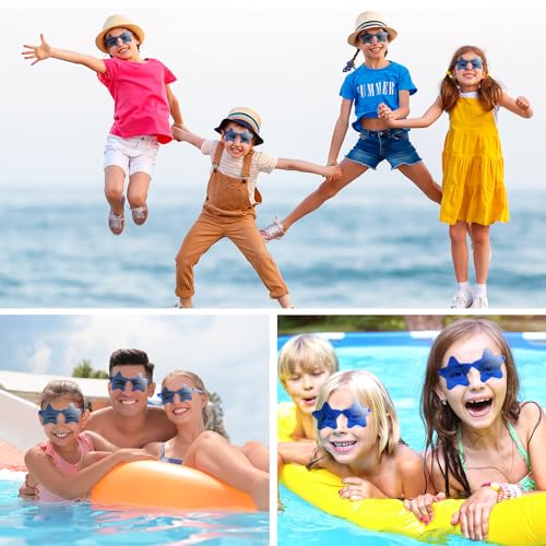 PLULON 30 Pairs Star Sunglasses Rimless Star Shape Sunglasses, Glasses Bulk Bachelorette Party Favors for Birthday Beach Kids Adult - color: Blue