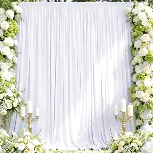 Sugargirl Wrinkle Free White Backdrop Curtains Polyester Photo Backdrop Drapes Curtains with Rod Pockets for Party Birthday Wedding Photography Home Decoration(5x7FT, 2 Panels) - color: White, size: W5' x H7' (2 panels)