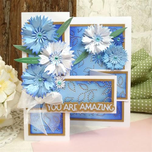 Scrapbooking Die-Cuts for Card Making, Christmas Metal Cutting Dies, Paper Craft Punch Template, Background Embossing Stencils, DIY Album Décor (Cornflower-9.8x7cm) - color: Cornflower-9.8x7cm
