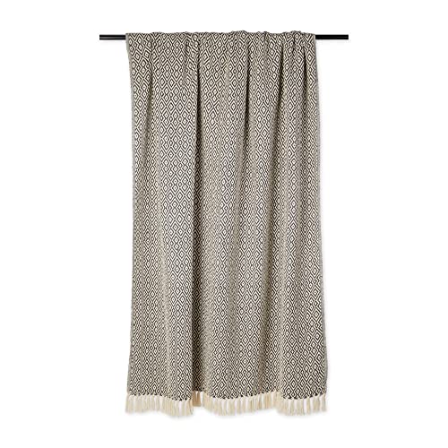 DII Rustic Farmhouse Double Diamond Woven Throw, 50x60, Mineral - color: Mineral