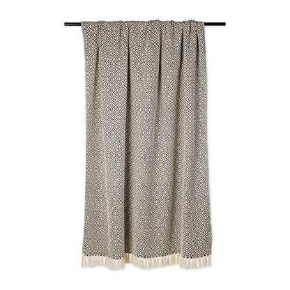 DII Rustic Farmhouse Double Diamond Woven Throw, 50x60, Mineral - color: Mineral