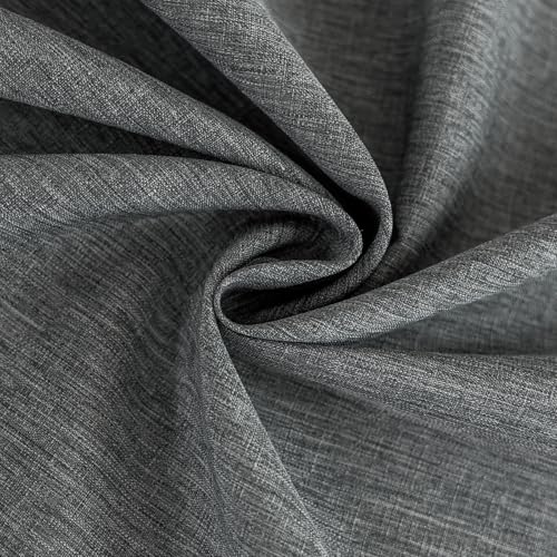 Seenus Faux Linen 60 Inch Gray Round Tablecloth fits 30'' to 48'' Table, Textured Stain Resistant & Washable Table Cloth for 2-4 Seats Circle Dining Table Kitchen Patio - color: Dark Grey, size: 60" (Round)