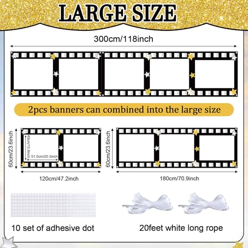Large Fabric Movies Theme Photo Booth Props Film Themed Party Decoration Movie Theater Photo Frame Camera Action Party Backdrop Movie Theater Hanging for Film Favor Night Theme Birthday Supplies