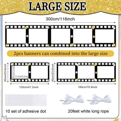 Large Fabric Movies Theme Photo Booth Props Film Themed Party Decoration Movie Theater Photo Frame Camera Action Party Backdrop Movie Theater Hanging for Film Favor Night Theme Birthday Supplies