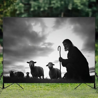 5x7ft Photography Backdrop Shepherd Tending Sheep Sunrise Landscape Photo Backdrop Photography Background for Photoshoot Portrait Video Party Photo Studio Prop Booth - color: Color4
