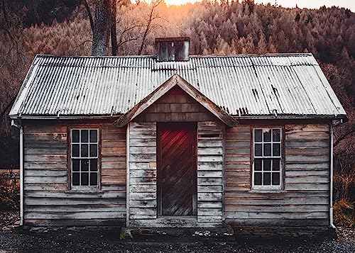 BELECO 20x10ft Fabric Old Wooden House Backdrop Rural Vintage Western Cabin Mountain Trees Shabby Farmhouse Background for Photography Western Party Decorations Photo Shoot Props - size: 20x10FT