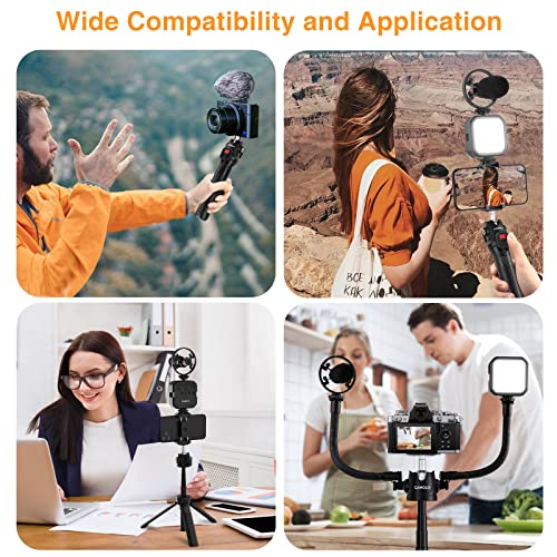 Vlogging Kit for iPhone/Android, Tripod for iPhone with Light, Wireless Microphones, Remote Control for TikTok, YouTube Starter Kit for Content Creator