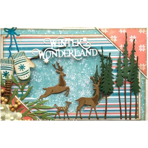 Lapoo Festivals Metal Cutting Die for Scrapbooking - Durable, Cut Stencils for DIY Scrapbook Photo Album Decorative Paper Card, Card Making Supplies, Embossing (Three Elk 2.4 x 1.9 in) - style: Three Elk 2.4 x 1.9 in