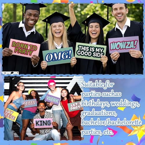AceOrbit 64 Designs Funny Photo Booth Prop for All Occasion Double Sided 11x5.5'' Photobooth Props Sign Decor DIY Waterproof Selfie Sign for Wedding Graduate Birthday Party Supplies(Funny Style) - style: Funny Style