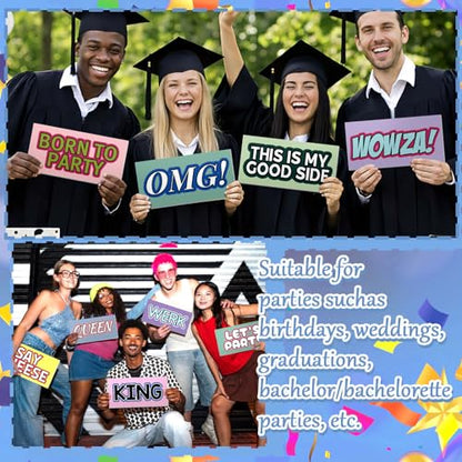 AceOrbit 64 Designs Funny Photo Booth Prop for All Occasion Double Sided 11x5.5'' Photobooth Props Sign Decor DIY Waterproof Selfie Sign for Wedding Graduate Birthday Party Supplies(Funny Style) - style: Funny Style