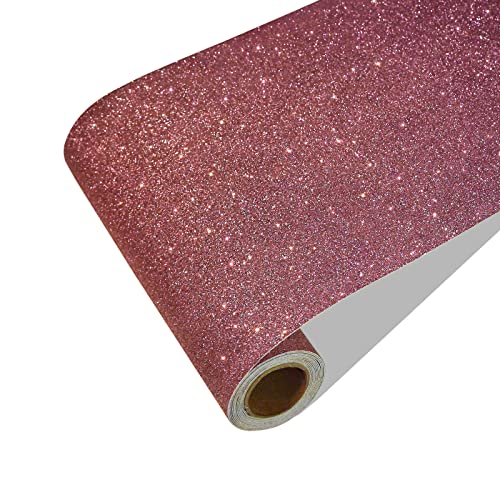 CRE8TIVE Rose Gold Wallpaper Border Peel and Stick Wall Border Fabric Glitter Wallpaper Border Removable Self Adhesive Shiny Glitter Rose Gold Contact Paper for Bathroom Cabinets Mirror Border 8"x80" - color: Rose Gold, size: 8" x 80"